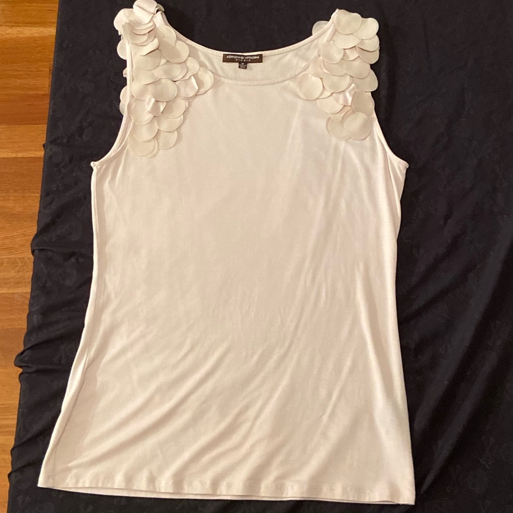 Adrienne Vittadini Beige Tank Top w/ Circle Ruffle